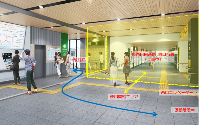 一部供用開始時利用イメージ図(改札前)