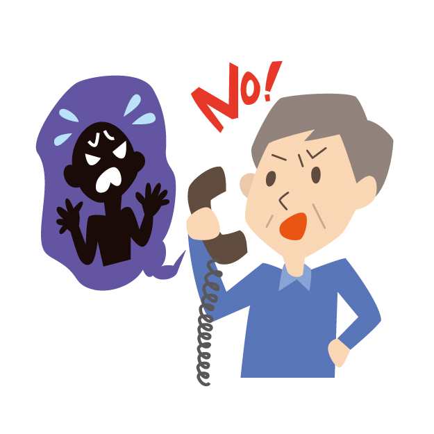 あやしい電話を受けているイラスト