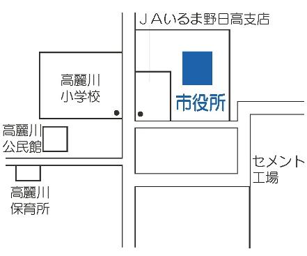 日高市役所を示した地図のイラスト