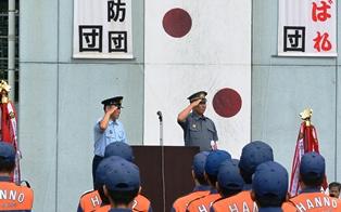 飯能日高消防署で開催された、第27回埼玉県消防協会埼玉西部支部消防操法大会の挨拶の写真