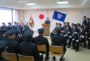 日高市消防団辞令交付式の写真