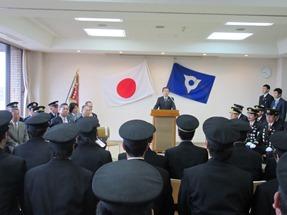 日高市消防団の辞令交付式の写真