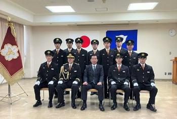 消防団辞令交付式の記念写真