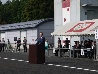 屋内消火栓操法大会市長あいさつの写真