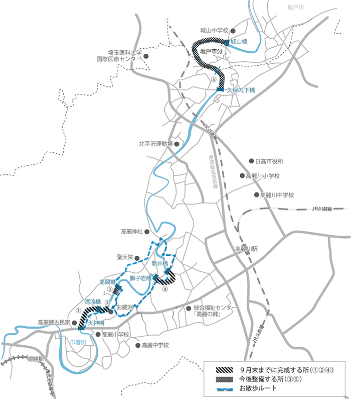 遊歩道の地図のイラスト