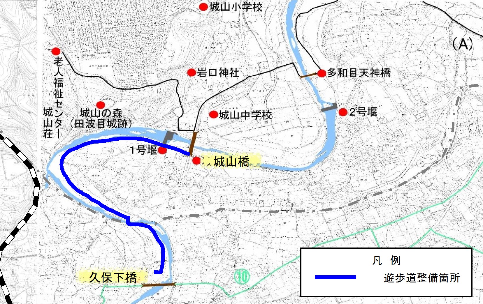 北平沢から坂戸市につながる遊歩道図