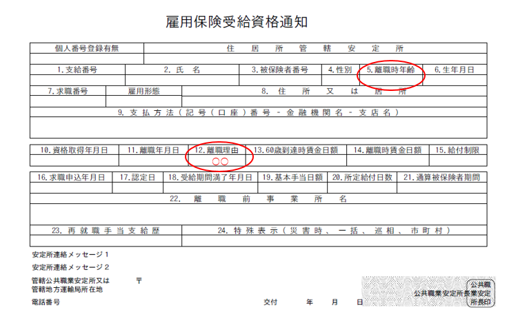 雇用保険受給資格通知