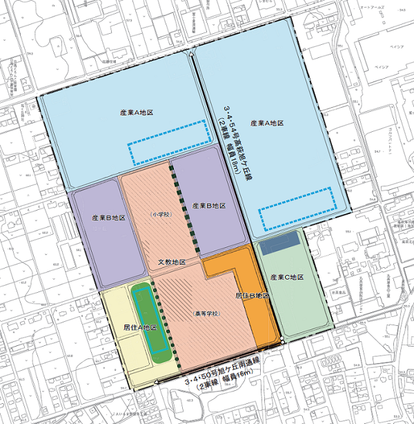 旭ケ丘松の台地区地区計画の地区区分図