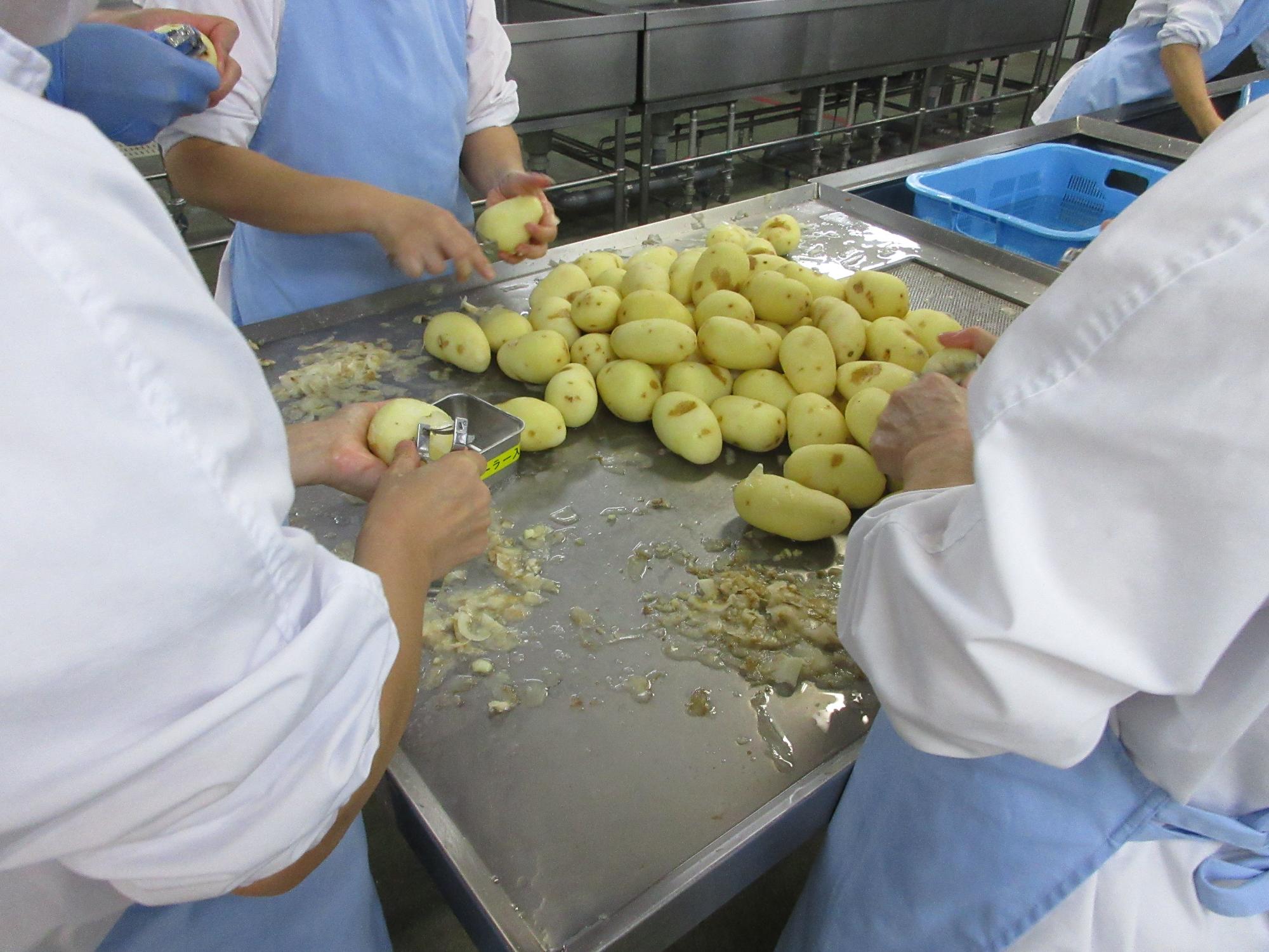 食材の下処理と切裁をしている写真