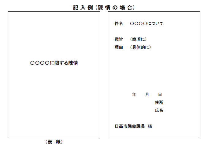 記入例（陳情）の画像