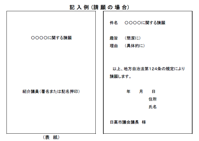 記入例(請願）の画像