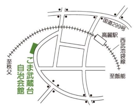 こま武蔵台自治会館を示した地図のイラスト