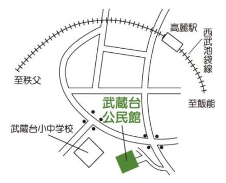 武蔵台公民館を示した地図のイラスト