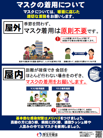 マスクの着用について（厚生労働省）