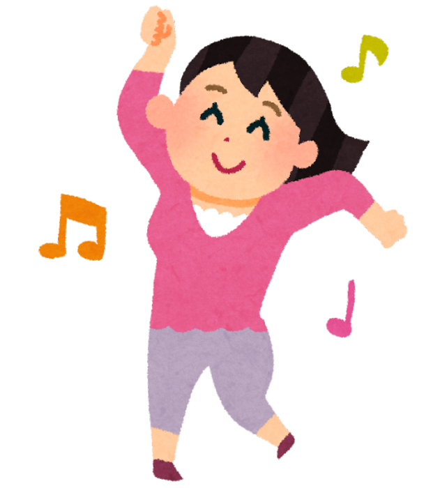音楽に合わせて運動している人のイラスト