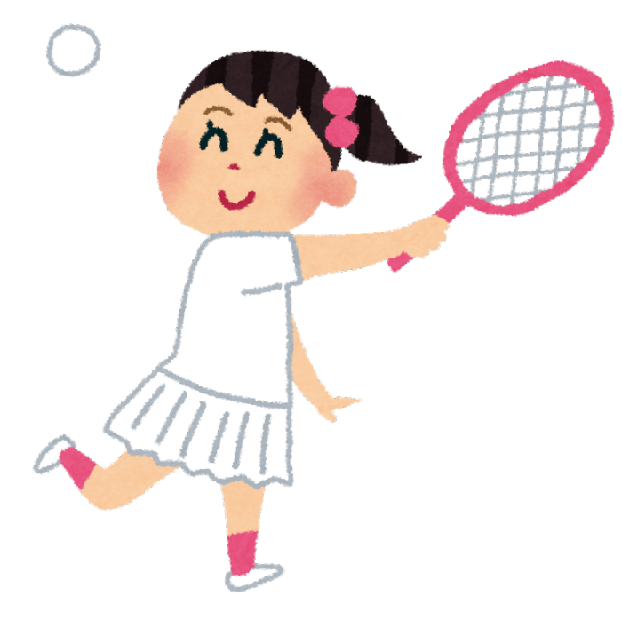 ソフトテニスをする女の人の画像